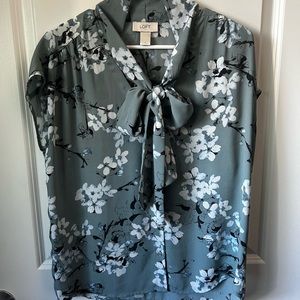 Loft floral blouse with tie neck detail